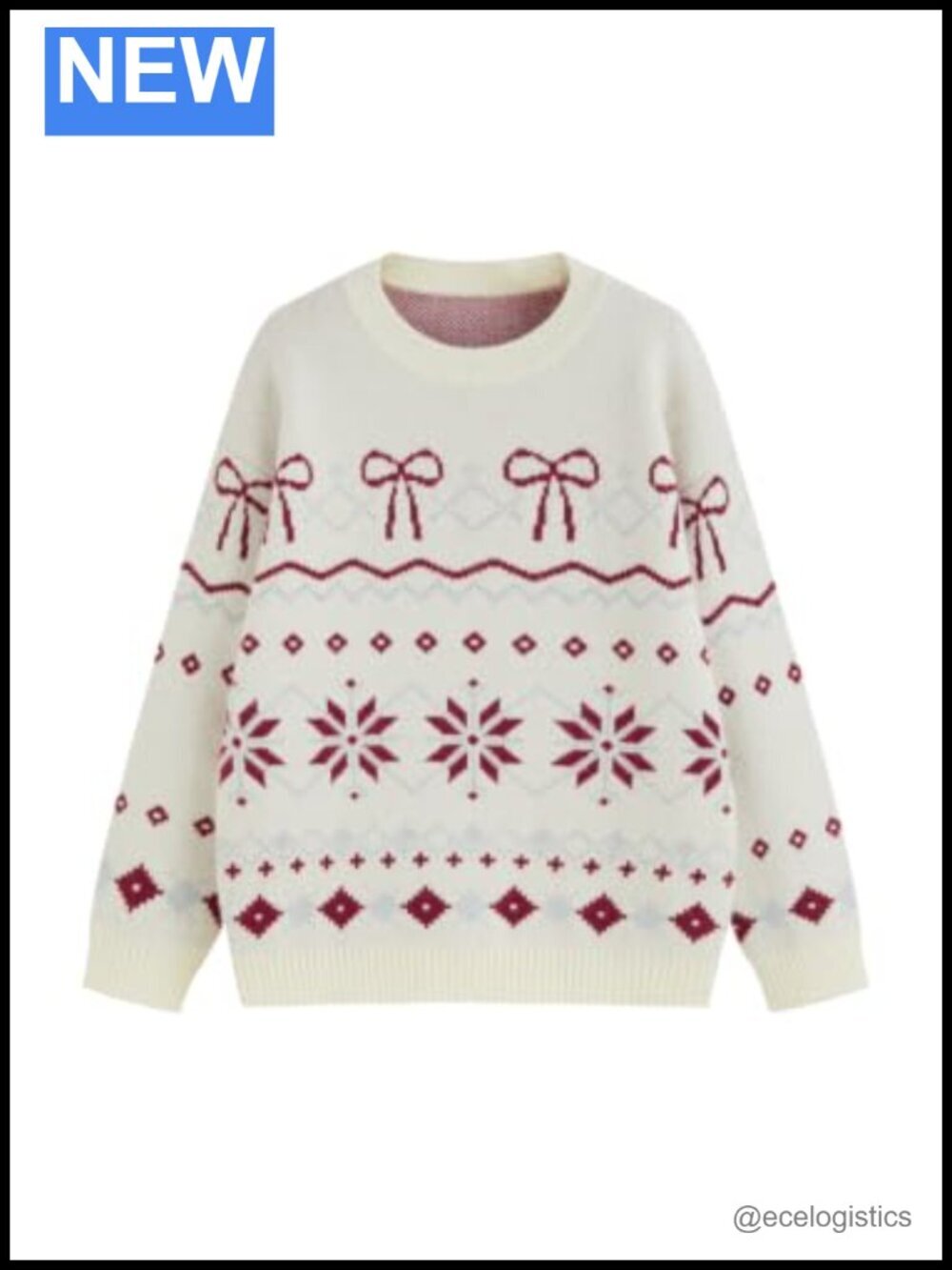 Relaxed Fit Fair Isle Pattern Knit Pullover Sweater | Crewneck Winter